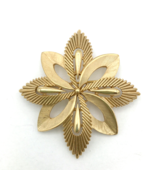 CROWN TRIFARI starburst flower brooch - vintage 1960s brushed gold-plate... - £27.52 GBP