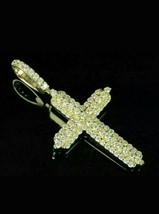 1.00 Ct Round Cut Diamond Cross Pendant For Women's 14K Yellow Gold Plated - £58.01 GBP