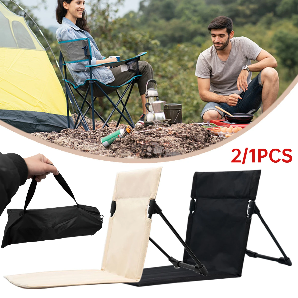 Outdoor Picnic Folding Backchair Lightweight Portable Camping Chair Stadium - £8.41 GBP+