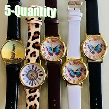 5-Qty = 3 Butterfly + 1 Feathers + 1 Liberty Tower Theme faux Leather watches - £27.68 GBP
