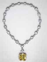 40Ct Asscher Cut Simulated Yellow Citrine Diamond Necklace925 Silver Gold Plated - £277.82 GBP