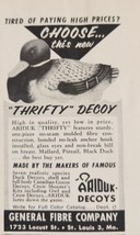 1956 Print Ad Ariduck Duck Decoys General Fibre Co. St Louis,Missouri - $9.28