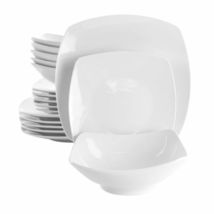 Elama Newman 18-Piece Square Porcelain Dinnerware Set In Glossy White With Six - €66,09 EUR