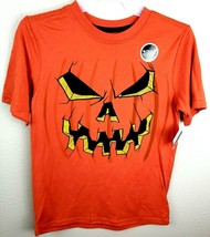 Boy&#39;s Halloween Orange Jack O Lantern Pumpkin Short Sleeve T-Shirt L (10-12) NWT - £6.33 GBP