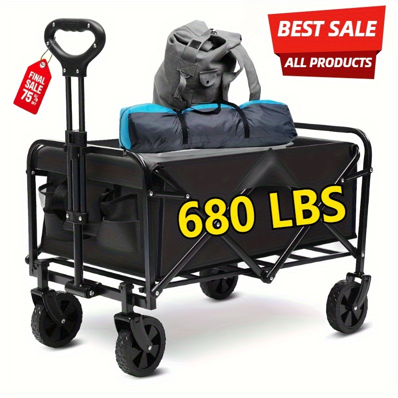 680 lb Capacity Heavy Duty All Terrain Folding Cart-Steel Frame and 900D... - $58.00+