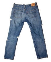 levis 501 jeans mens 32x28 ct custom taper button fly distressed rips ho... - $48.39