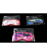 3 Pack Poly Satin Printed Sleep Eye Mask Beautiful Design Perfect for Gifts - £6.99 GBP