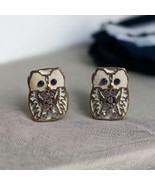Mini Owl Enamel Rhinestone Vintage Earrings Womens Jewelry Costume Fashion - £11.20 GBP