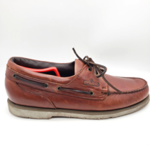 SEBAGO Docksides Boat Shoes Men&#39;s 12 Moccasins Cherry Lace Up Brown Leat... - $39.55