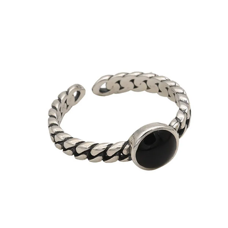 Minimalist Stamp Chain Rings for Women Couples New Fashion Vintage Handmade Geom - £11.14 GBP