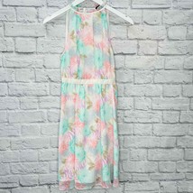 Victorias Secret Mini Pastel Floral Dress 0 Cutout Back A-Line Sheer Ove... - £21.01 GBP