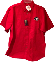 $9.99 Georgia Bulldogs Red NCAA Vintage 90s Button Short Sleeve Shirt SEC L New - £7.86 GBP