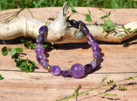 Amethyst Crystal Quartz Bracelet Adjustable 7in - 8in for Energy Healing &amp; Peace - £21.94 GBP