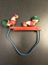 Vintage China 60’s Metal Tin Toy Handle Feeding/Pecking Chickens - $19.60