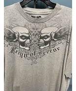 DNK Inc Mens T Shirt 2XL Gray Sculls Reign of Terror Cotton Blend Short ... - $166.47 MXN