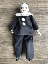 VTG Doll French Style vintage Pierrot teardrop mime 9” Porcelain Posable Doll - £22.02 GBP