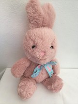 Walmart Pink Easter Bunny Rabbit Plush Stuffed Animal Blue Bow Sitting - £23.28 GBP