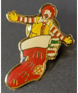 Vintage McDonalds - Ronald McDonald In a Christmas Stocking - Lapel Pin - $209.93 MXN