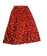 African Fabric Red &amp; Yellow High Waisted Handmade Maxi Skirt - Waist:32&quot; - $758.01 MXN