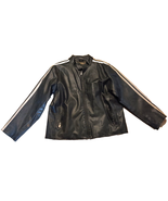 Men&#39;s VTG Arizona Jean Co Biker Motorcycle Jacket Black XL White Striped... - $66.00 CAD