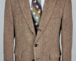 Vtg Harris Tweed Mens Brown Herringbone 3 Button Sport Coat Jacket 42 - $54.45