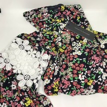 TOMMY HILFIGER FLOWERED BLOUSE WITH LACE SLEEVES.NWT.MSRP.$69.50 - $60.78