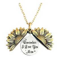 Gold Stainless Steel Sunflower Remember I love You Mom Mothers Day Necklace - £14.63 GBP