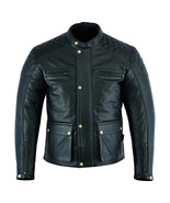 Black Armored Motorbike Cow Leather Motorcycle Coat Biker Style Cargo Ja... - $219.99