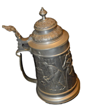 Gorgeous Vintage Rein Zinn German Stein/Tankard, Tavern Scene Wrapped Al... - £95.38 GBP