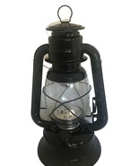 Black Hanging Lantern with Loop Hanger 11&quot; High Metal Glass Led Camping ... - $29.69