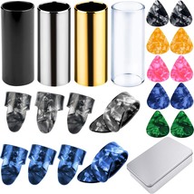 Augshy 4 Pcs. Medium Guitar Slides, 10 Pcs. Guitar Picks, And 8, 1 Pc. Glass). - £25.31 GBP