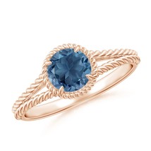 ANGARA London Blue Topaz Twist Rope Split Shank Ring in 14K Gold (A, Size-6) - £305.06 GBP