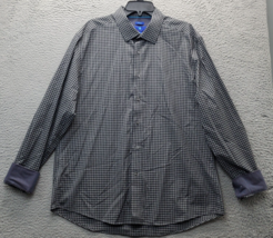 Egara Shirt Mens XL Multi Checkered Non-Iron Roll Cuff Long Sleeve Button Down - $20.32