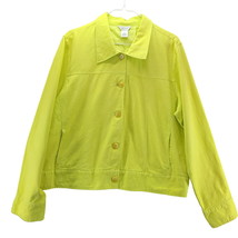 Kim Rogers Womens Jacket Green Size 18 Linen Blend Button Close Distressed - $4.75