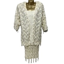 Vtg Damianou Ribbon Lace Tassels Low Waisted Blouson Chemise Flapper Dress Large - £29.78 GBP