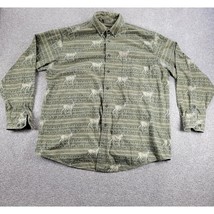 VINTAGE Woolrich Mens Button Up Shirt 2XL Green Elk Deer Moose Wildlife ... - $22.20