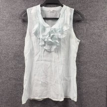 Charlotte Russe Shirt Women Medium Blue Blouse Sheer Ruffles Sleeveless ... - $13.33