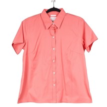 Liz Claiborne Button Down Blouse 6 Womens Salmon Orange Non Iron 100% Co... - $19.66