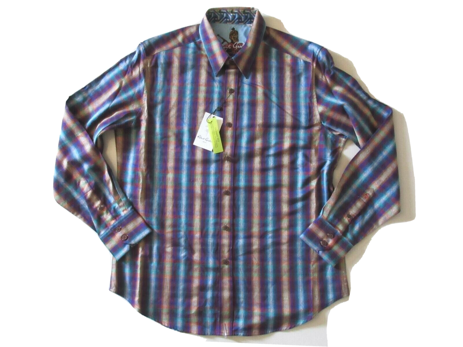 Primary image for NWT Robert Graham Chiswick Plaid & Paisley Classic Fit Flip Cuff Shirt L $248