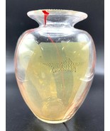 STUDIO PARAN GLASS VASE gold and red toned 5 1/2 X 4&quot; [aD] - $122.75