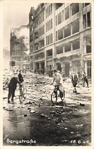 Bombed area of Bergstrasse in Hamburg GERMANY-Bicycle riders~1944 PHOTO POSTCARD - £6.95 GBP