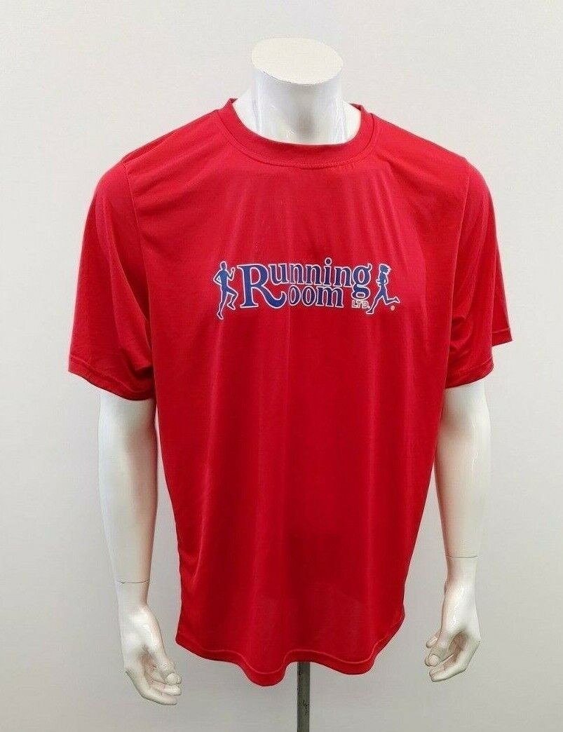 Primary image for Running Room Men's Polyester Athletic Shirt Size XL Red Short Sleeve Tee
