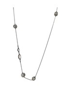 Chicos Gunmetal-Tone Chain Necklace Crystal Embellished Beads Costume Je... - $27.39 CAD