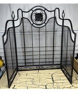 Vintage Tri Fold Three Panel Ornate Black Metal Fireplace Screen Mesh Cover - €129,22 EUR