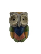 Vintage Raku Colorful Pottery Owl Bird Figurine Sculpture Art Figure  - $38.54