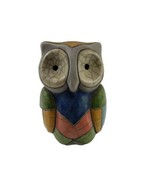 Vintage Raku Colorful Pottery Owl Bird Figurine Sculpture Art Figure  - £30.30 GBP