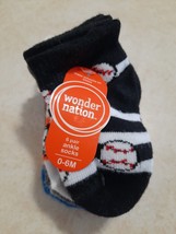 Wonder Nation 6Pr Baby Boy Infant Sports Ankle Socks Size 0-6M Multi Colors - £4.80 GBP