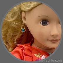 Turquoise Rhinestone Filigree Dangle Doll Earrings • 18 Inch Doll Jewelry - £5.57 GBP