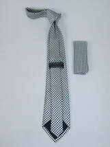 Men's Tie Hankie Set J.Valintin Private Collection R78 Black White Checkers image 3