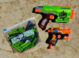 2 Nerf Guns Green Zombie Sidestrike Elite and Orange Micro Shots with 32 AMMO - £9.98 GBP